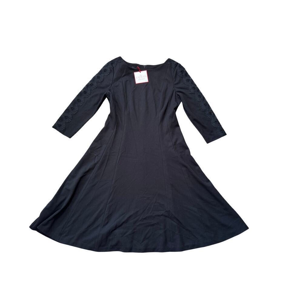 TALBOTS Women's Dress, Black, Elegant Crochet sleeve cutouts; size 8; Black; NWT